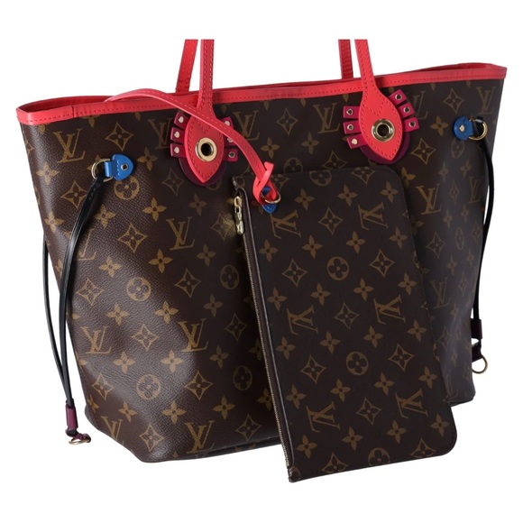 Louis Vuitton Tote Bag Neverfull MM Tote Flamingo M41663 Monogram Canvas + Pouch - Picture 3 of 15